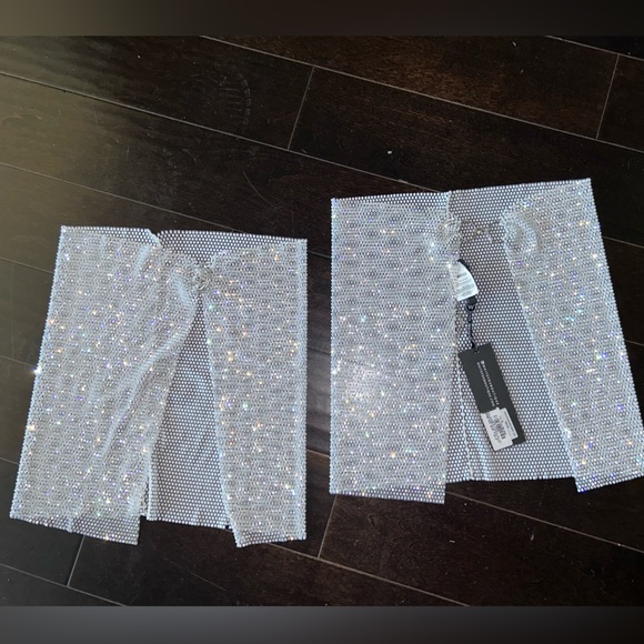 NWT White Fox sarong mini skirt bling cover up S one size M, L adjustable - Picture 1 of 8